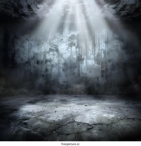 Grunge Concrete Room With Light Beam Background