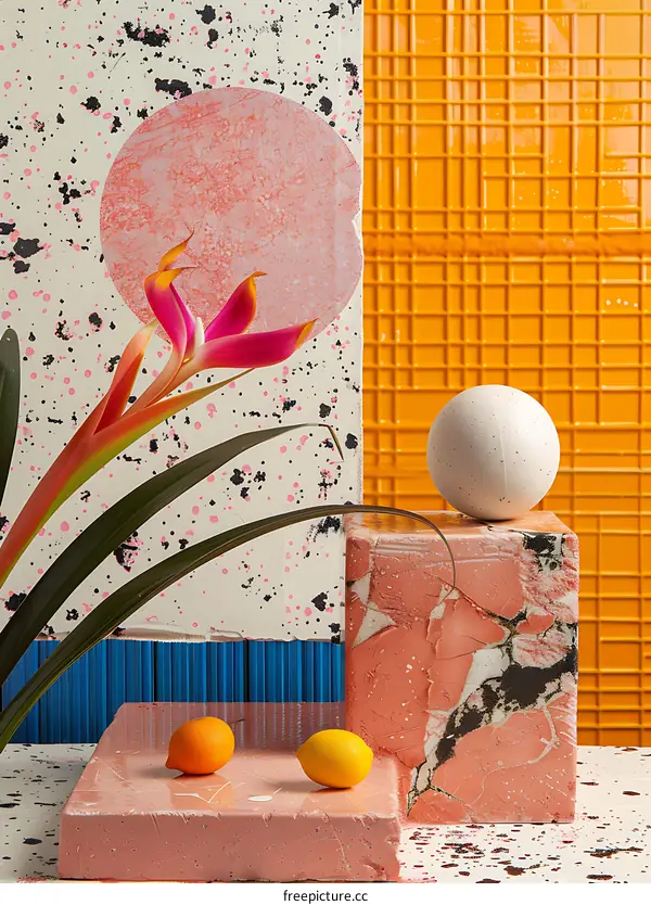 Abstract Still Life Photography With Pink and Yellow Colors