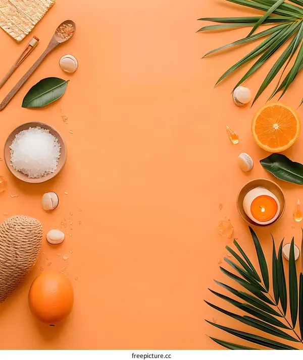 Tropical Spa Background With Orange and Candle