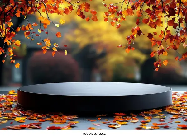 Autumn Leaves Display Platform Background