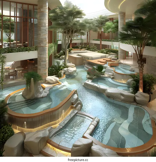 Indoor swimming pool of luxury hotel