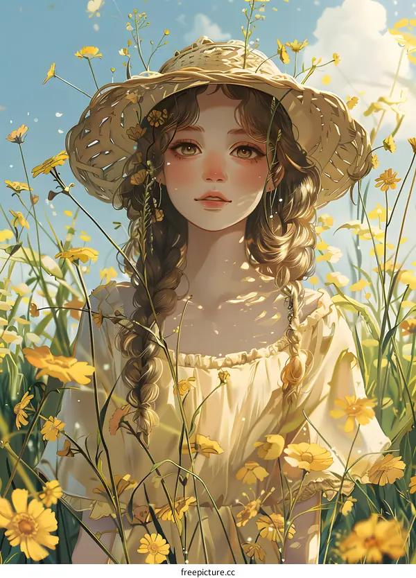 Girl in a Field of Flowers