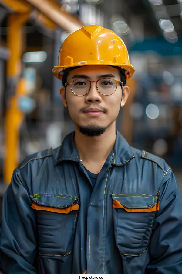 Portrait of a confident young Asian engineer in a factory