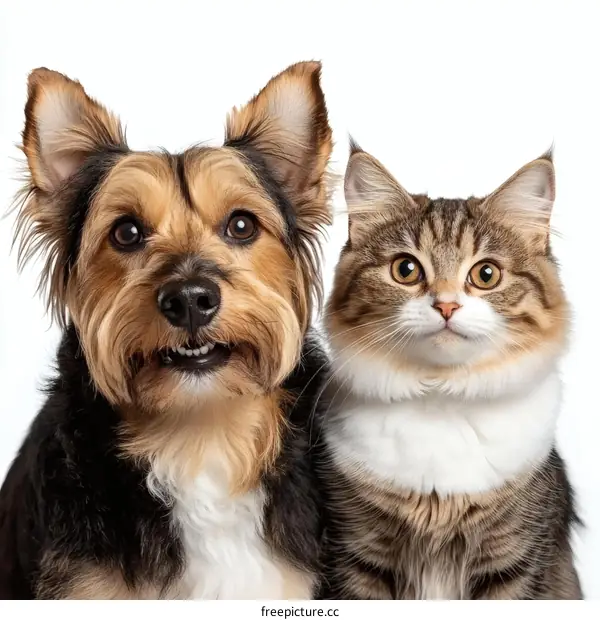 Closeup of a Dog and Cat Portrait