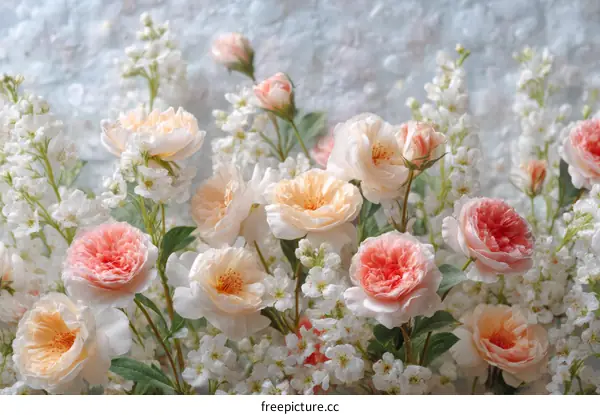 Romantic Pastel Roses and Flowers Bouquet Arrangement