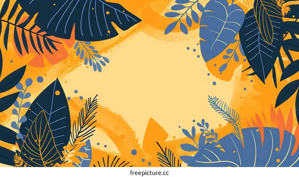Tropical Leaves Frame Background Illustration