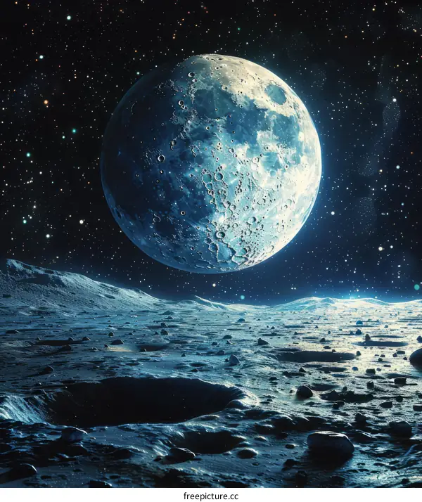 Captivating Blue Moon in the Night Sky