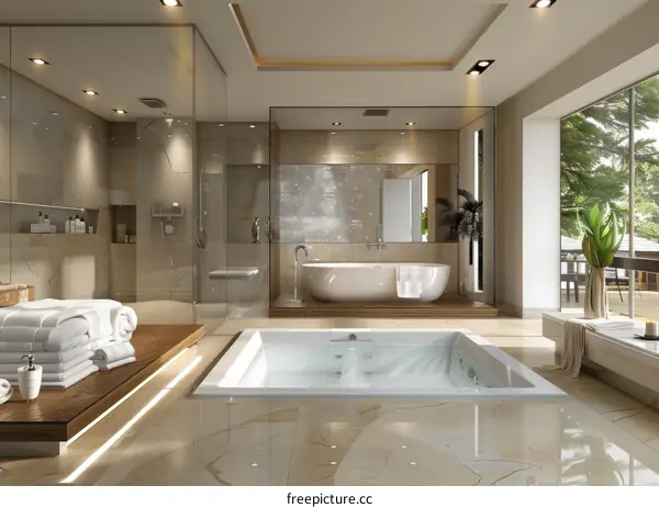 Modern Luxurious Spa Bathroom Design Illustration
