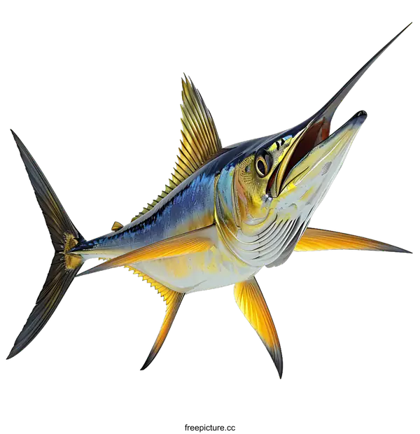 [Transparent Background PNG]Blue Marlin Fish on White Background