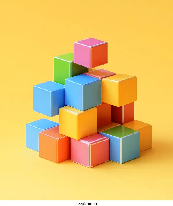 Colorful Cubes Abstract Minimalist Background