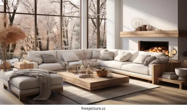 Bright and Airy Living Room Design With Fireplace