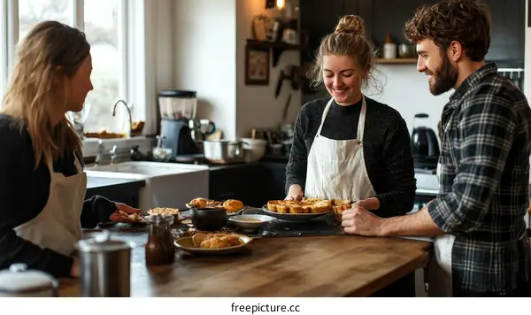 Happy Family Enjoying Homemade Treats in a Cozy Kitchen