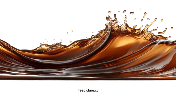 [Transparent Background PNG]Dynamic Brown Liquid Splash and Flow