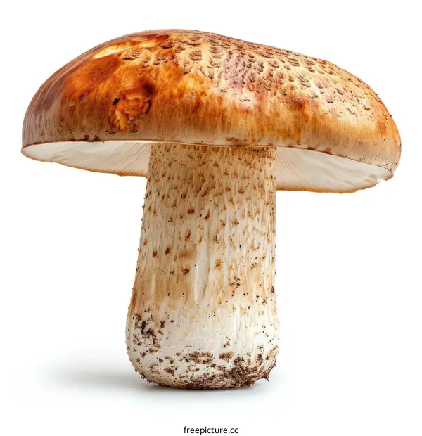 Large brown mushroom isolated on white background