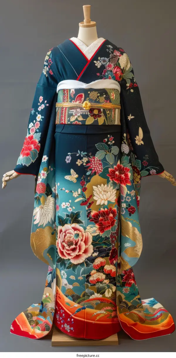 A kimono with a floral pattern
