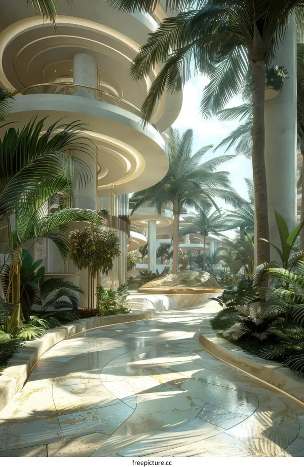 Modern architecture with palm trees