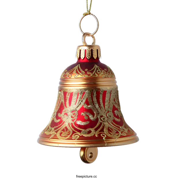 [Transparent Background PNG]Red and Gold Christmas Ornament Bell
