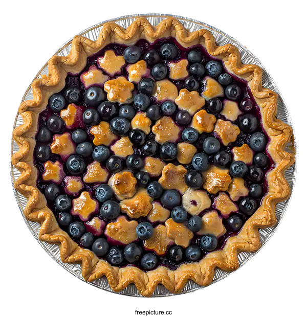 [Transparent Background PNG]A delicious homemade blueberry pie with a lattice crust.