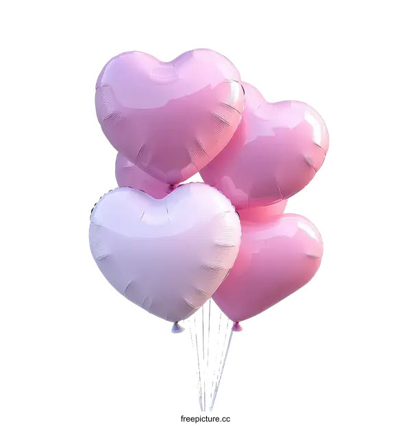 [Transparent Background PNG]Bunch of Pink Heart Balloons