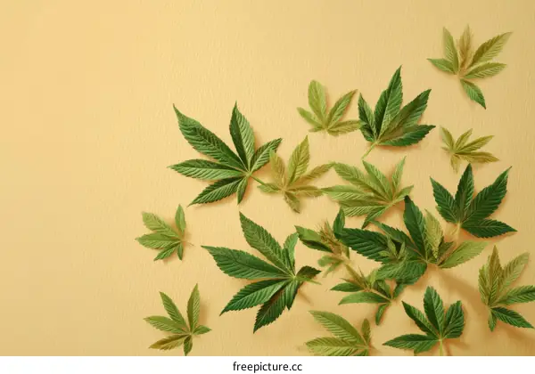 Cannabis Leaves on a Pastel Background