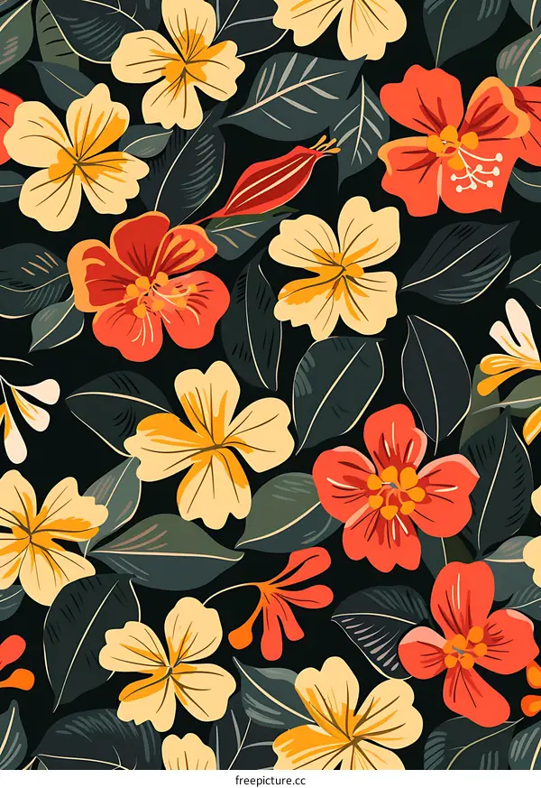 Tropical Floral Seamless Pattern Illustration