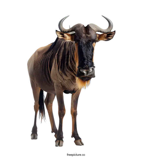 [Transparent Background PNG]Blue Wildebeest Standing on White Background