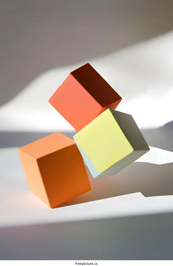 Three Colorful Cubes On White Background