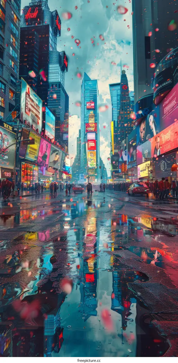 Rainy Night Cityscape Reflection