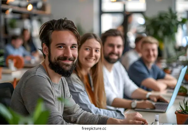 portrait of a group of young professionals smiling at the camera
