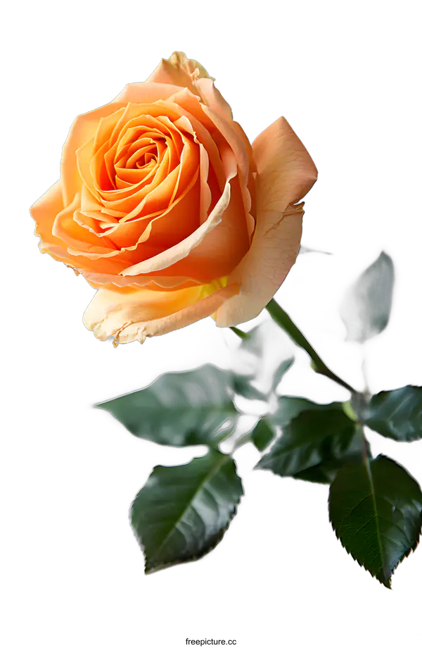 [Transparent Background PNG]Single Peach Rose With White Background