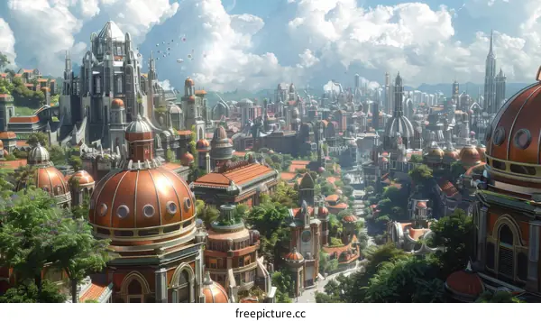 A Stunning Aerial View of a Futuristic City