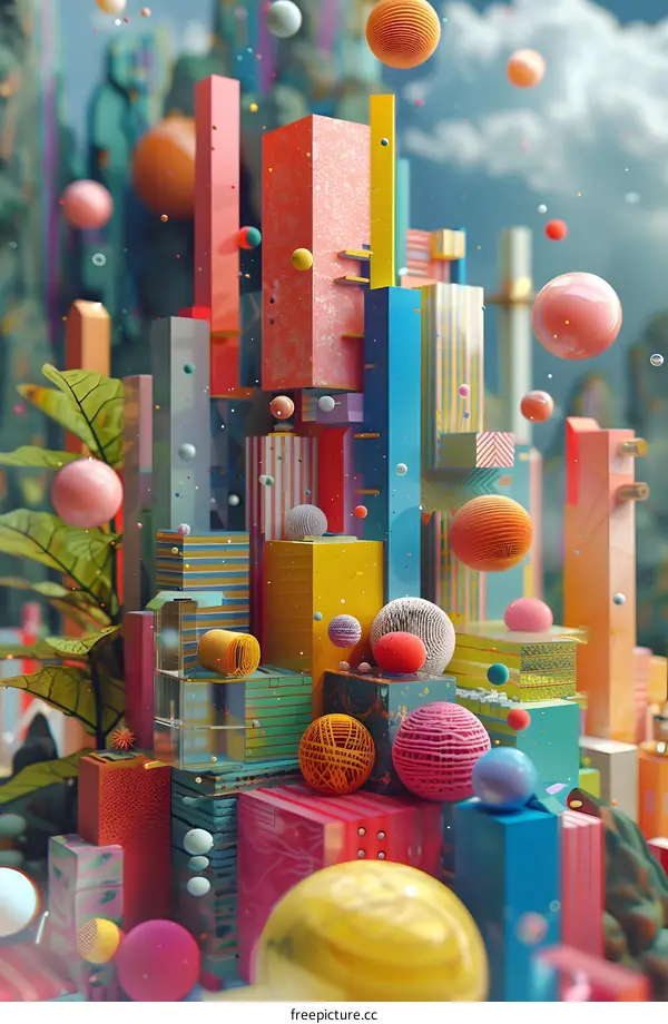 Colorful 3D City Illustration