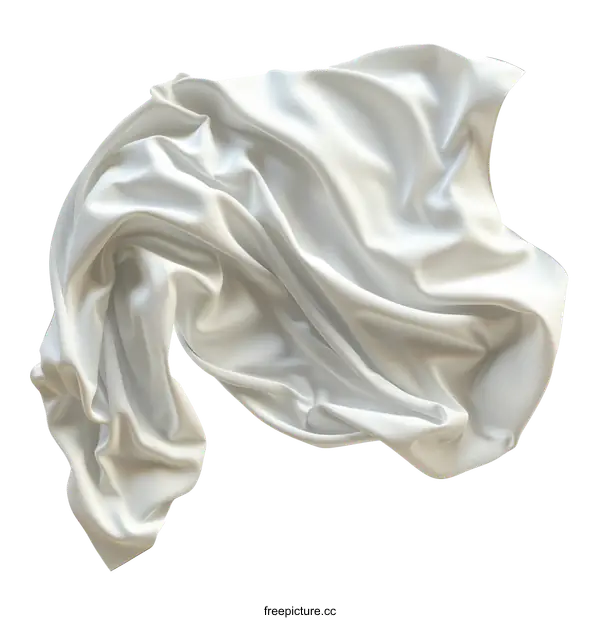 [Transparent Background PNG]White Satin Fabric Flowing