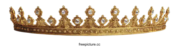 [Transparent Background PNG]Golden Crown with Sparkling Gems