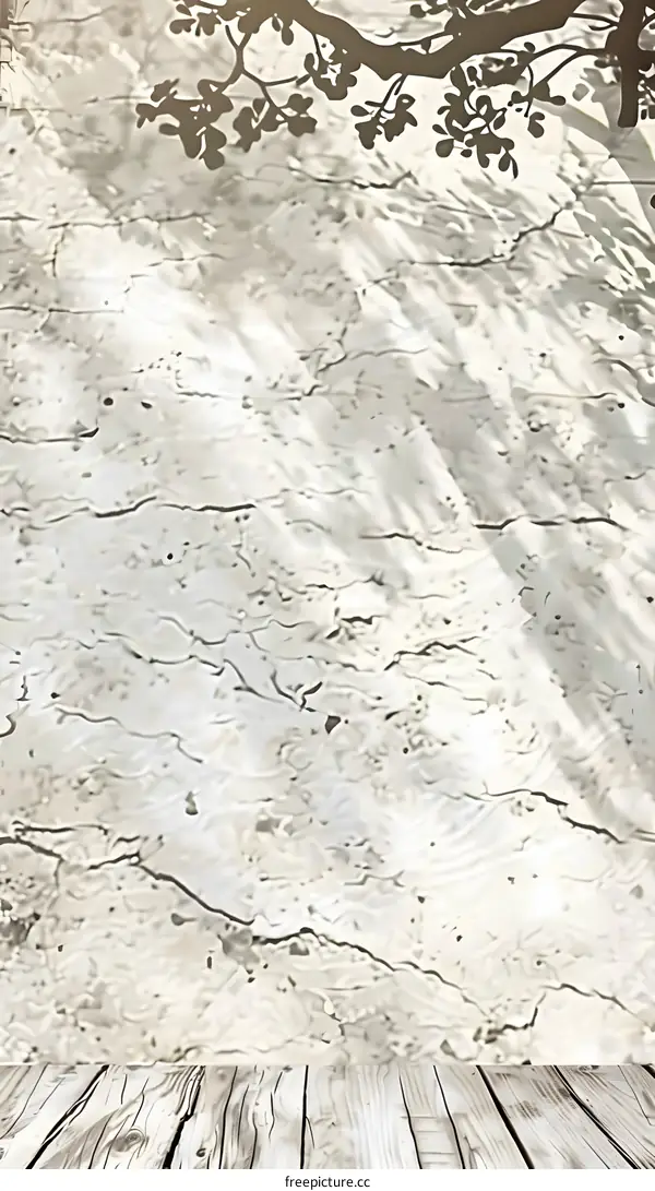 White Wooden Floor With Silhouette Tree Branches