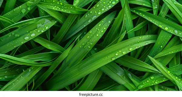 Lush Green Grass with Water Droplets