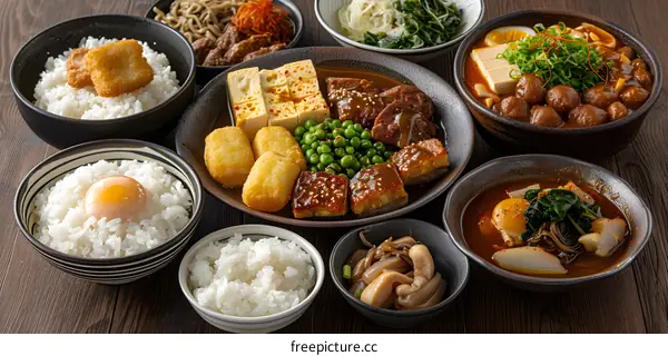 A delicious Japanese meal with a variety of dishes