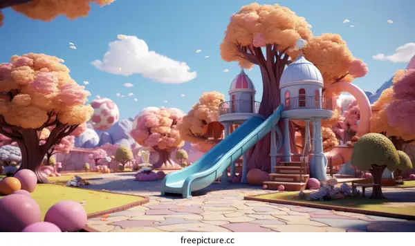 Whimsical Playground in a Candyland Setting