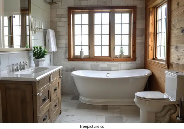 Rustic bathroom with reclaimed wood and vintage fixtures