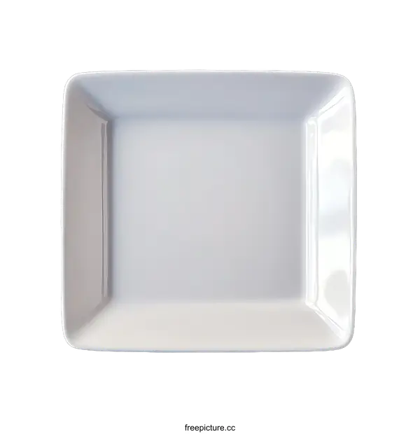 [Transparent Background PNG]Empty Square Porcelain Plate Top View