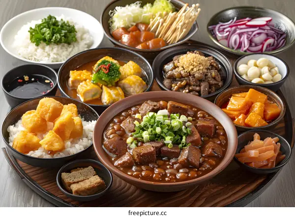 Assortment of Delicious Asian Cuisine