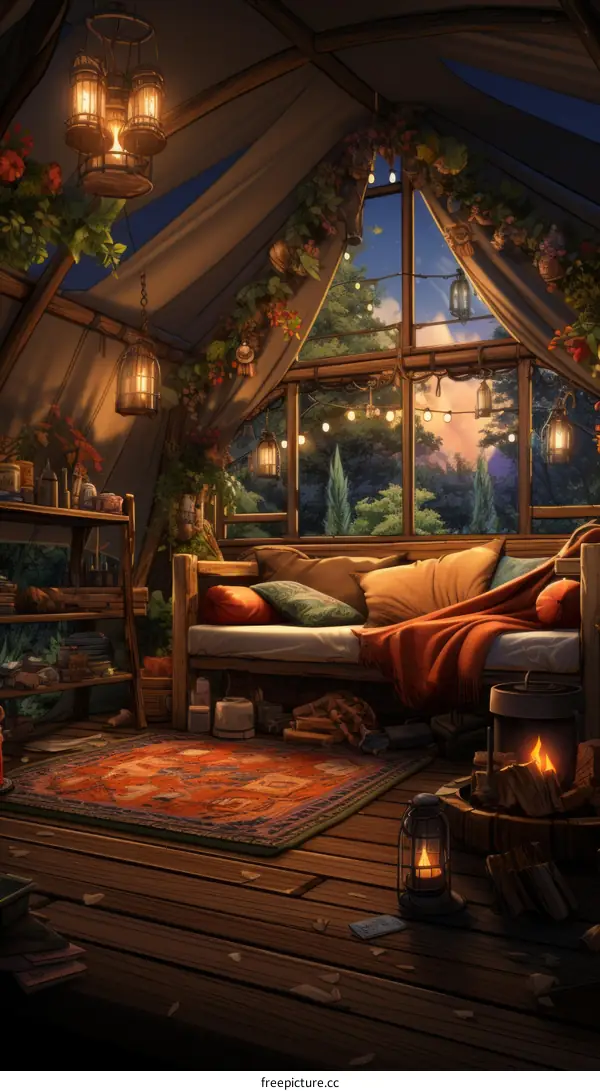 Cozy Bedroom in the Forest