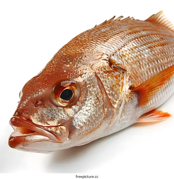 Fresh Red Fish on White Background