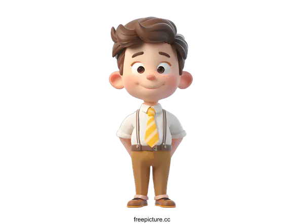 [Transparent Background PNG]3D rendering of a cute cartoon boy