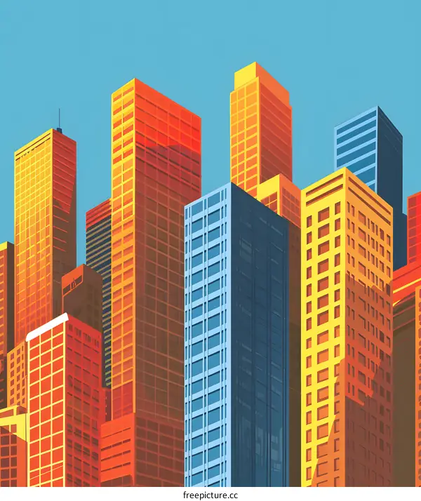 Colorful Skyline Cityscape Illustration