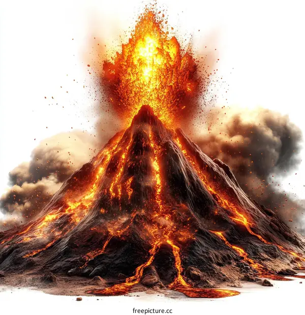 Erupting Volcano in Full Force