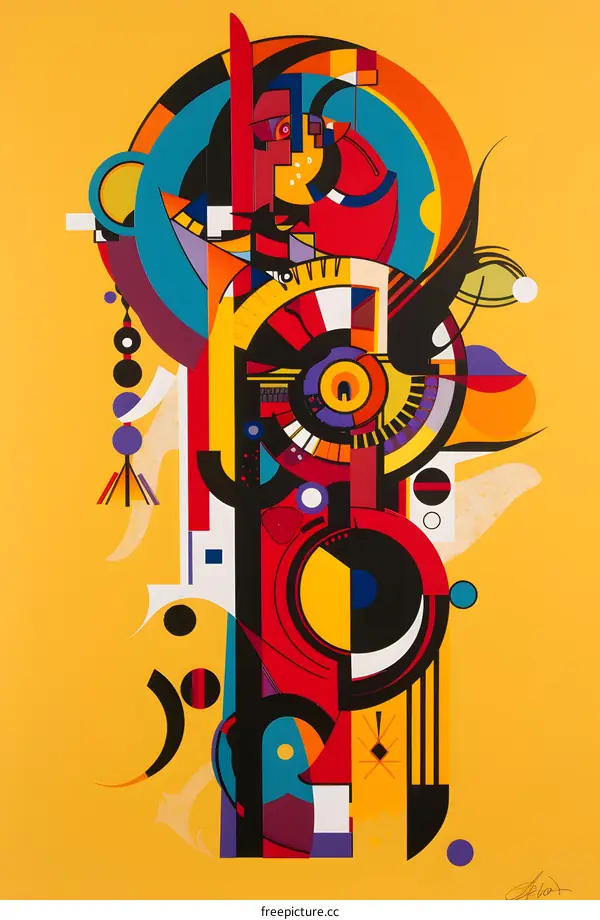 Abstract Art with Geometric Shapes and Vibrant Colors