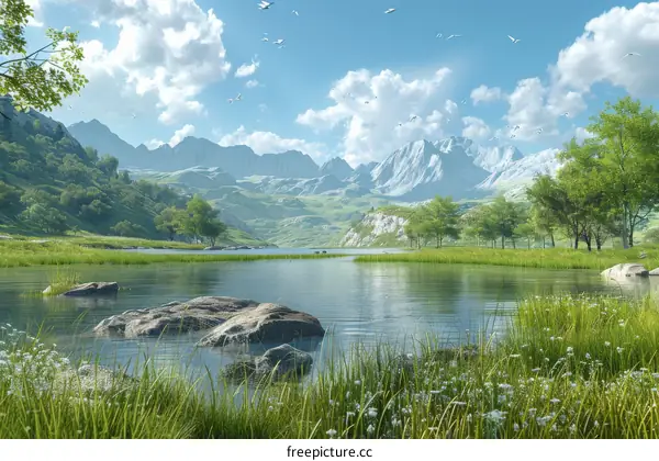 Tranquil Mountain Lake Serenity