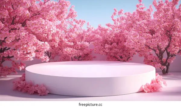 Pink Cherry Blossom Display Podium