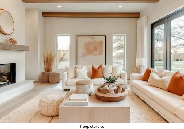 Modern Beige Living Room with Natural Elements